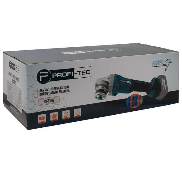 Аккумуляторная угловая шлифовальная машина PROFI-TEC DGA20BL POWERLine (без аккумулятора и зарядного устройств 005940P фото