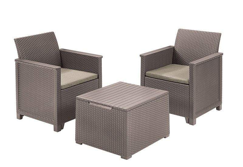 Комплект садових меблів Keter Emma balcony set, стіл-скриня, бежевий 8711245155999 фото