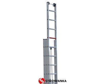 Трехсекционная лестница VIRASTAR 3x12 ступеней с канатной тягой MS120 фото