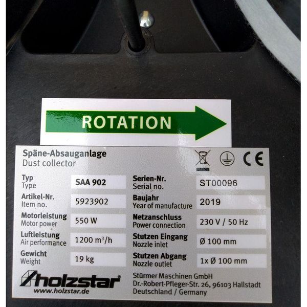 Стружкопилосос Holzstar SAA 902 5923902 фото