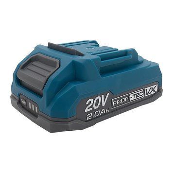 Акумуляторна батарея PROFI-TEC PT2020VX (20 В / 2.0 Аг, високострумова, з індикатором) 007135P фото