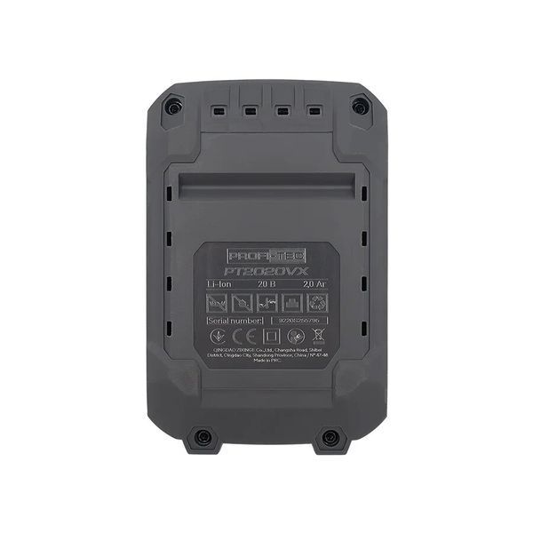 Акумуляторна батарея PROFI-TEC PT2020VX (20 В / 2.0 Аг, високострумова, з індикатором) 007135P фото