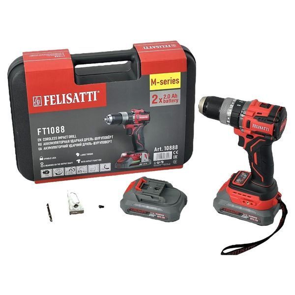 Дриль-шурупокрут ударний акумуляторний FELISATTI FT10888 (65Nm/13mm) (посадка Makita) FT10888 фото