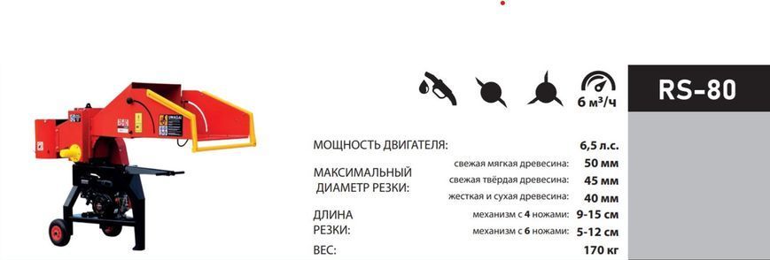 Подрібнювач гілок REMET RS80N4 з двигуном WM170F-S 71003 фото