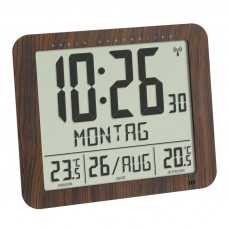 Годинник настінний цифровий TFA з термометром і датчиком температури, імітація дерева, 248x25x206 мм. 60451808