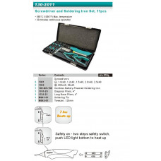 Набір інструментів для точної механіки 11од. пластик.кейс (паяльник,викрутки,тогкогубці) Whirlpower 130-2011