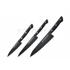 Набір із 3 кухонних ножів (овочевий, універсальний, шеф) у подарунковій коробці, Samura 