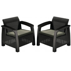Комплект крісел, 2 шт., Keter Bahamas Duo set, коричневий — сіро-бежевий
